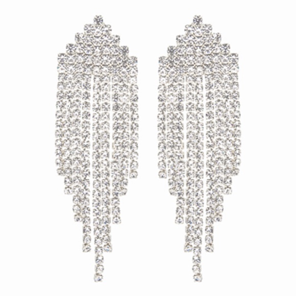 Triangle Crystal Fringe Earrings - Picture 1 of 2